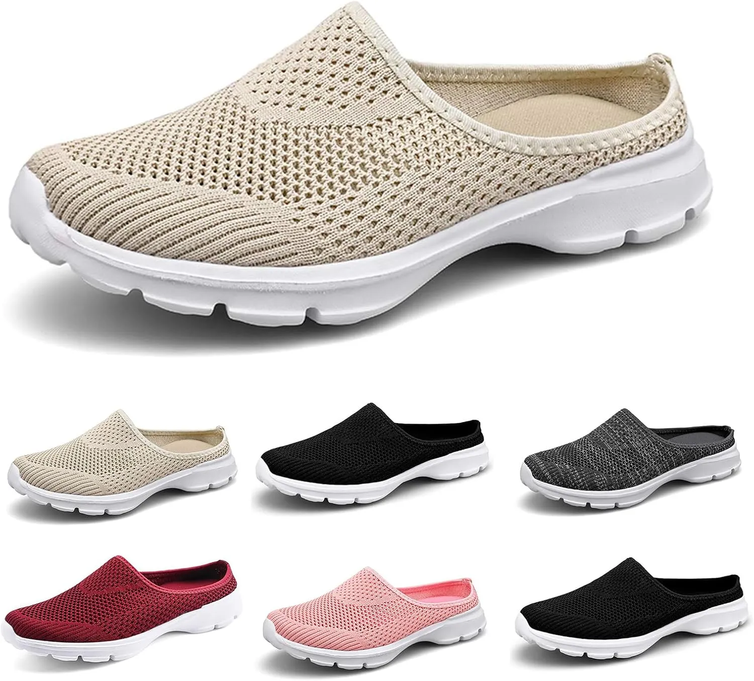 Women's Backless Walking Sneakers Orthopedic Open Back Slip On Mules Lightweight Slippers Closed Toe Slipper Comfort Breathable Mules Indoor Outdoor Anti-Skid Sole Shoes (Unisex)