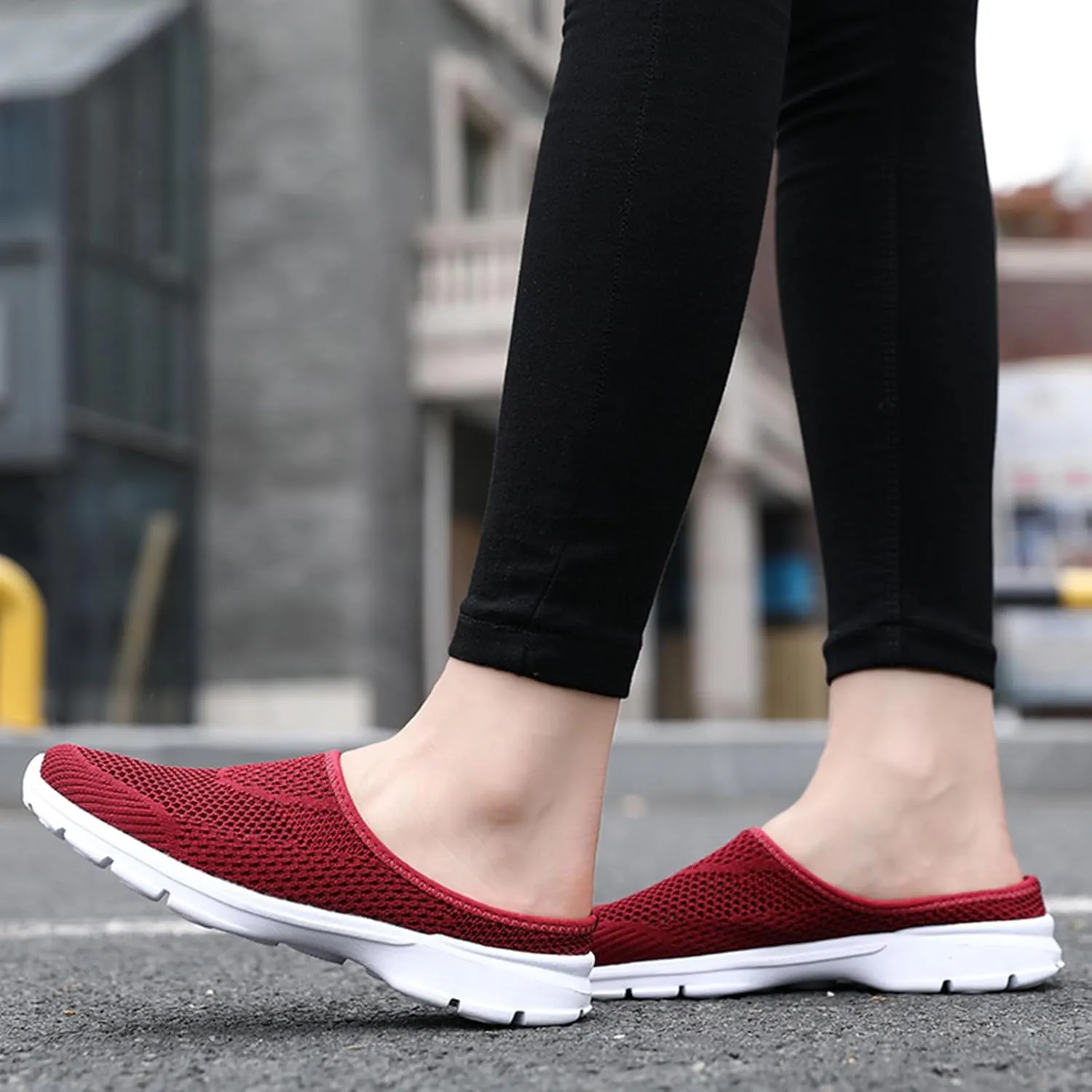 Women's Backless Walking Sneakers Orthopedic Open Back Slip On Mules Lightweight Slippers Closed Toe Slipper Comfort Breathable Mules Indoor Outdoor Anti-Skid Sole Shoes (Unisex)