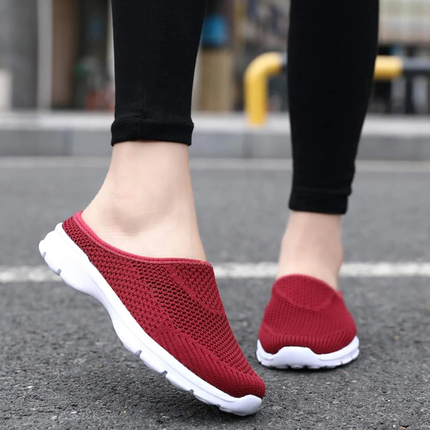 Women's Backless Walking Sneakers Orthopedic Open Back Slip On Mules Lightweight Slippers Closed Toe Slipper Comfort Breathable Mules Indoor Outdoor Anti-Skid Sole Shoes (Unisex)