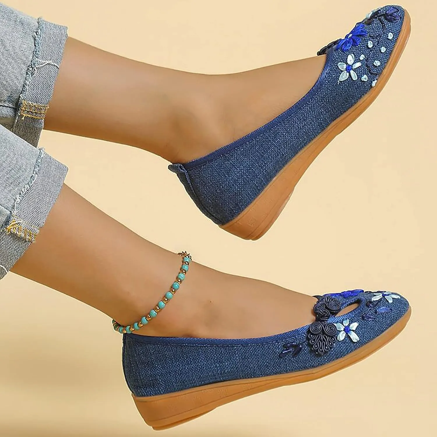 Women's Ballet Flat Women Comfortable Slip on Pointed Toe Casual Comfort Slip on Shoes for Woman Classic