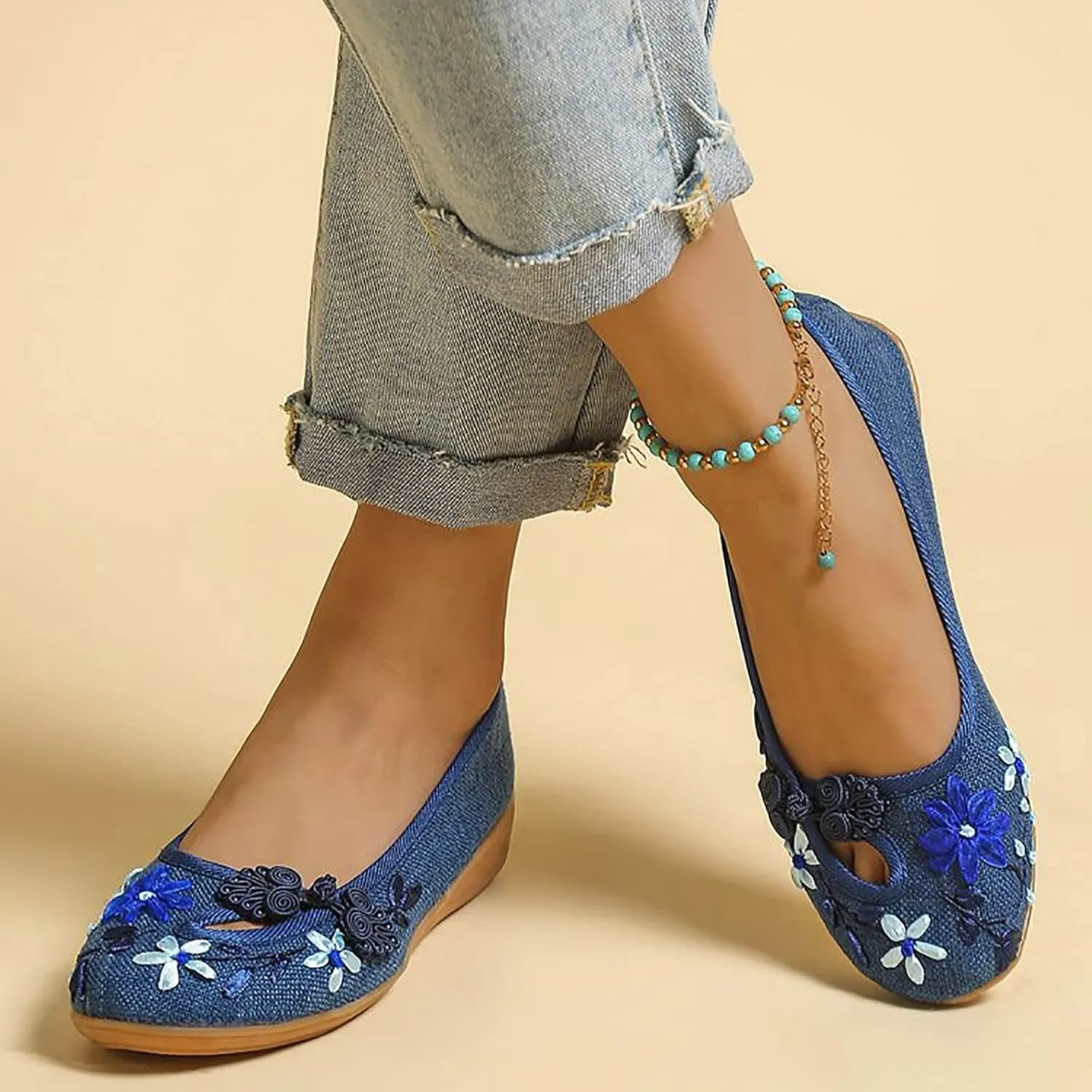 Women's Ballet Flat Women Comfortable Slip on Pointed Toe Casual Comfort Slip on Shoes for Woman Classic