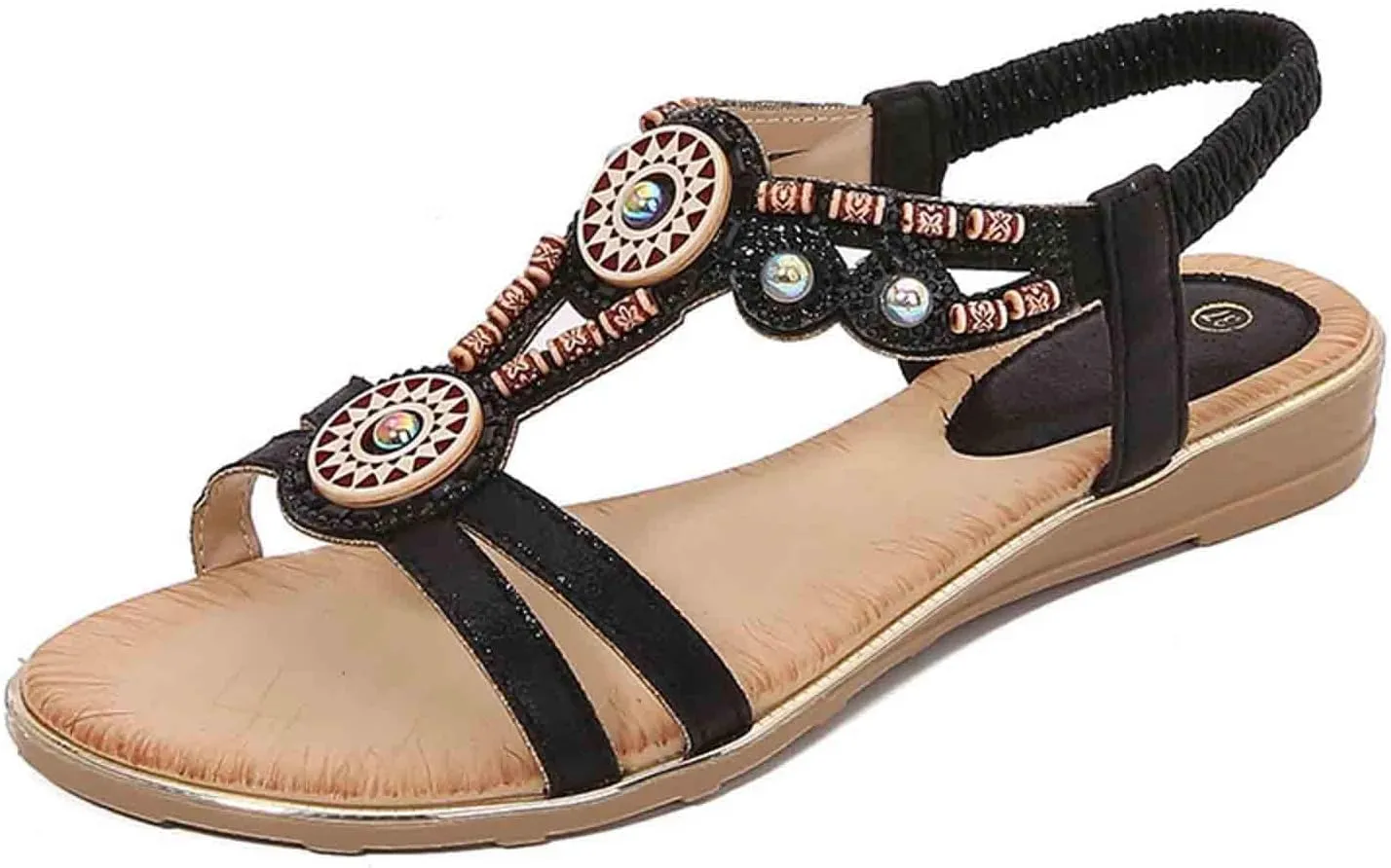Women's Bohemian Strappy Stylish Sandals Open Toe High Elastic Shoe Anti-Slip Summer Spring Sandal Hawaii Flat