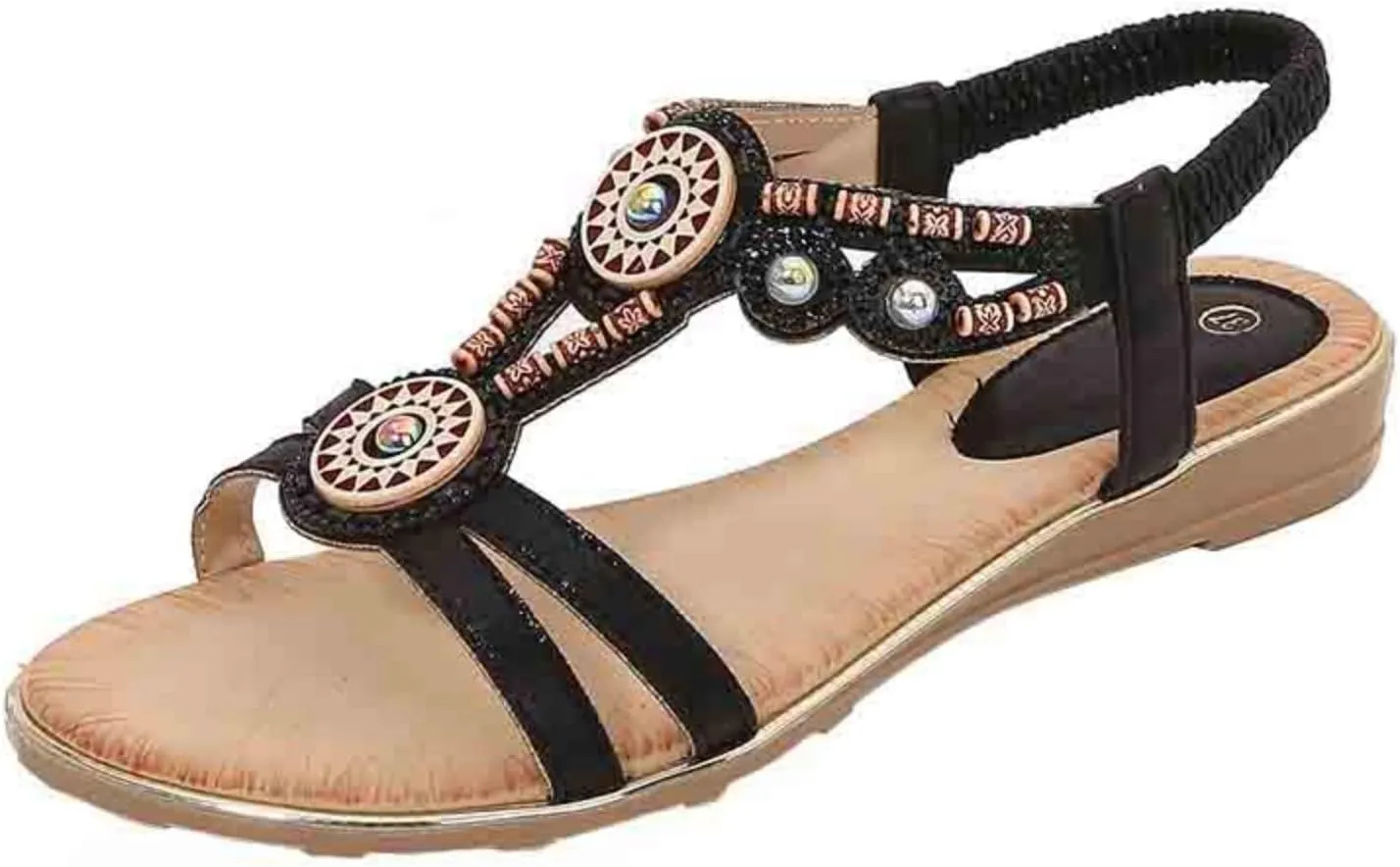 Women's Bohemian Strappy Stylish Sandals Open Toe High Elastic Shoe Anti-Slip Summer Spring Sandal Hawaii Flat