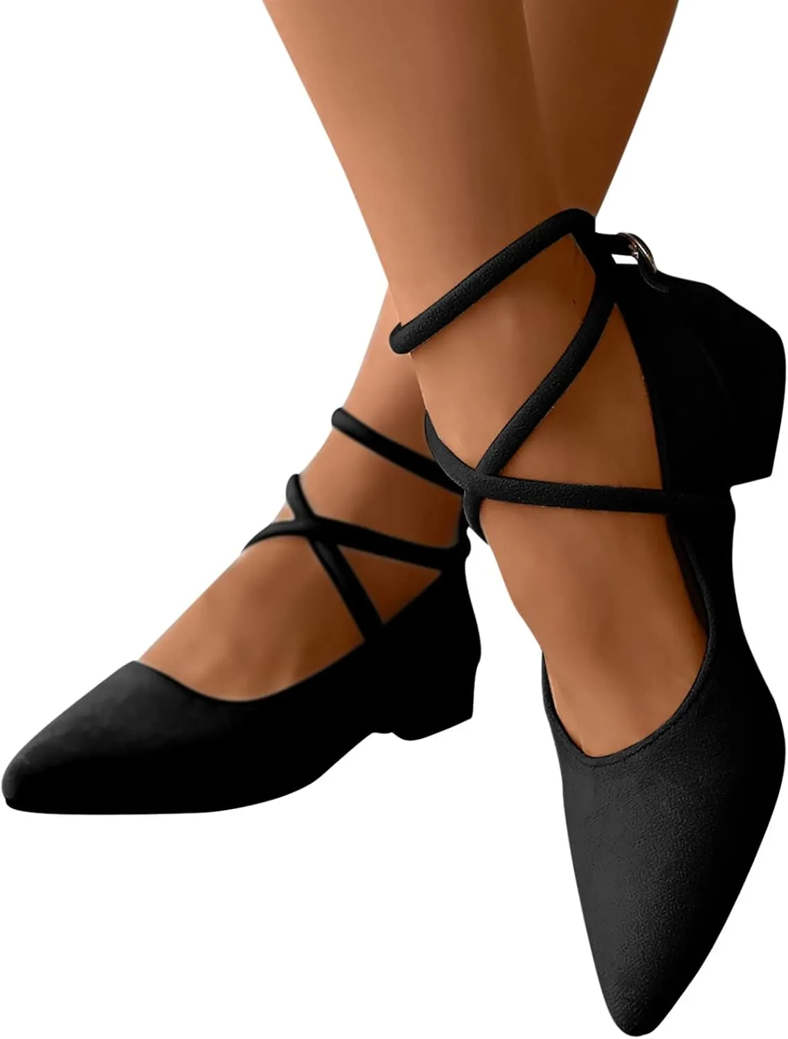 Womens Boots Pointed Toe Lace up Solid Color Elegant Ankle Boots Chunky Heel Party Trendy Women Boots