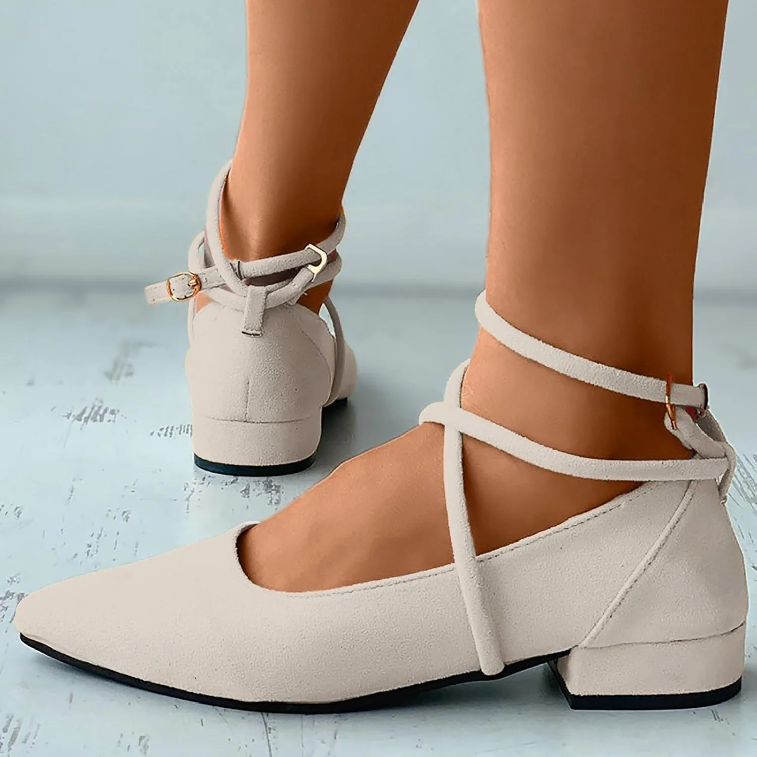 Womens Boots Pointed Toe Lace up Solid Color Elegant Ankle Boots Chunky Heel Party Trendy Women Boots