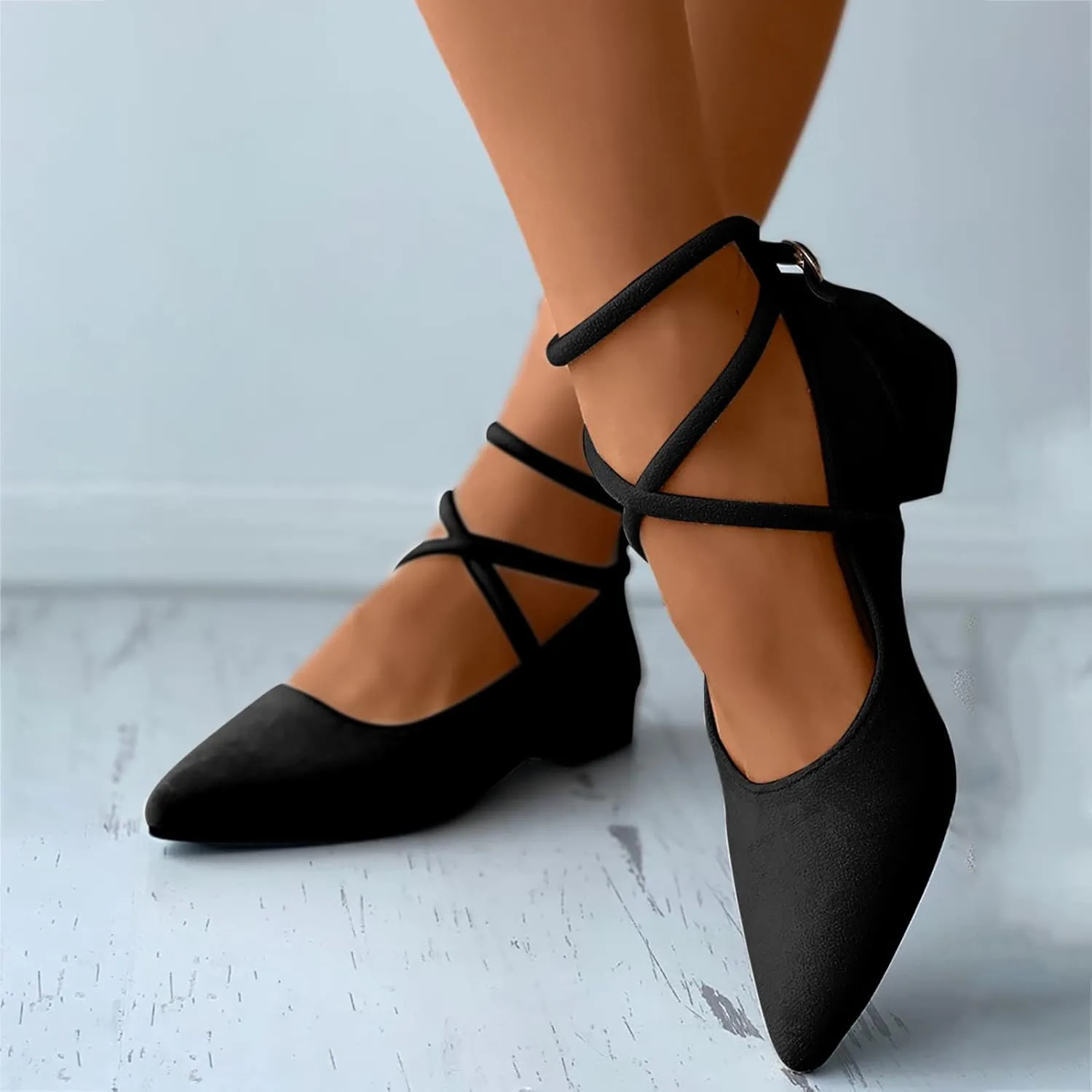 Womens Boots Pointed Toe Lace up Solid Color Elegant Ankle Boots Chunky Heel Party Trendy Women Boots