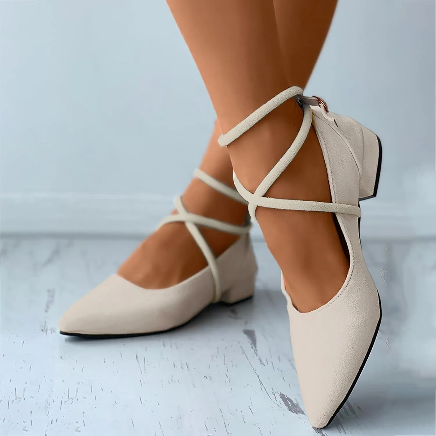 Womens Boots Pointed Toe Lace up Solid Color Elegant Ankle Boots Chunky Heel Party Trendy Women Boots