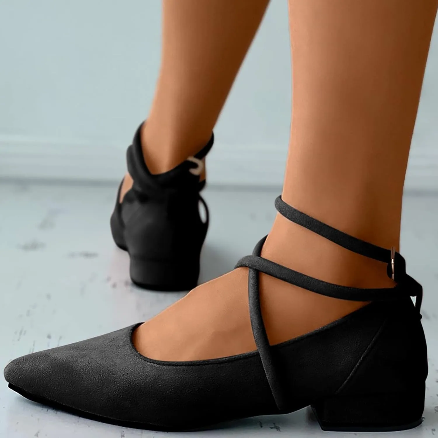 Womens Boots Pointed Toe Lace up Solid Color Elegant Ankle Boots Chunky Heel Party Trendy Women Boots