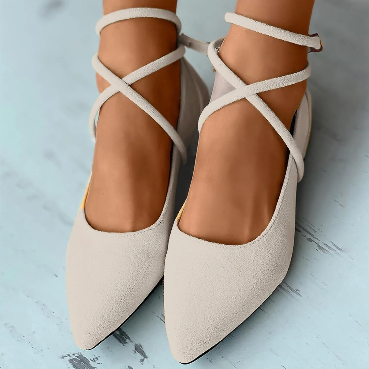 Womens Boots Pointed Toe Lace up Solid Color Elegant Ankle Boots Chunky Heel Party Trendy Women Boots