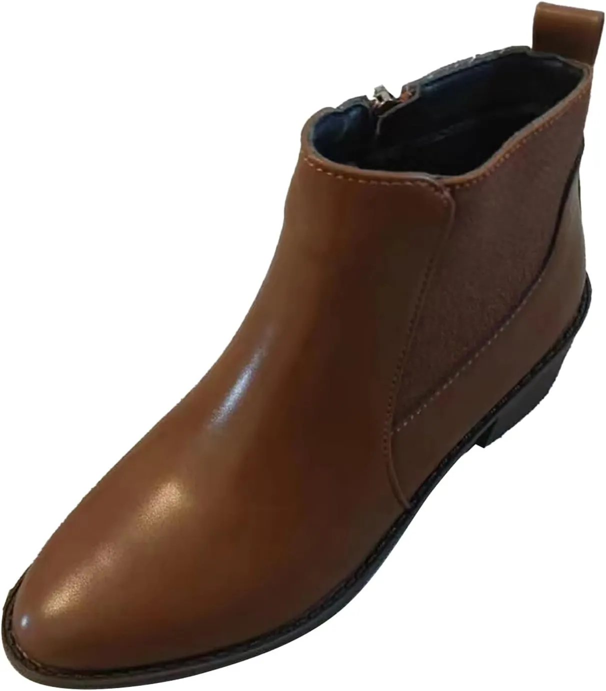 Womens Boots Pointed Toe Square Heel Solid Vintage Comfort Cowgirl Boots Side Zipper Trendy Elegant Ankle Boots