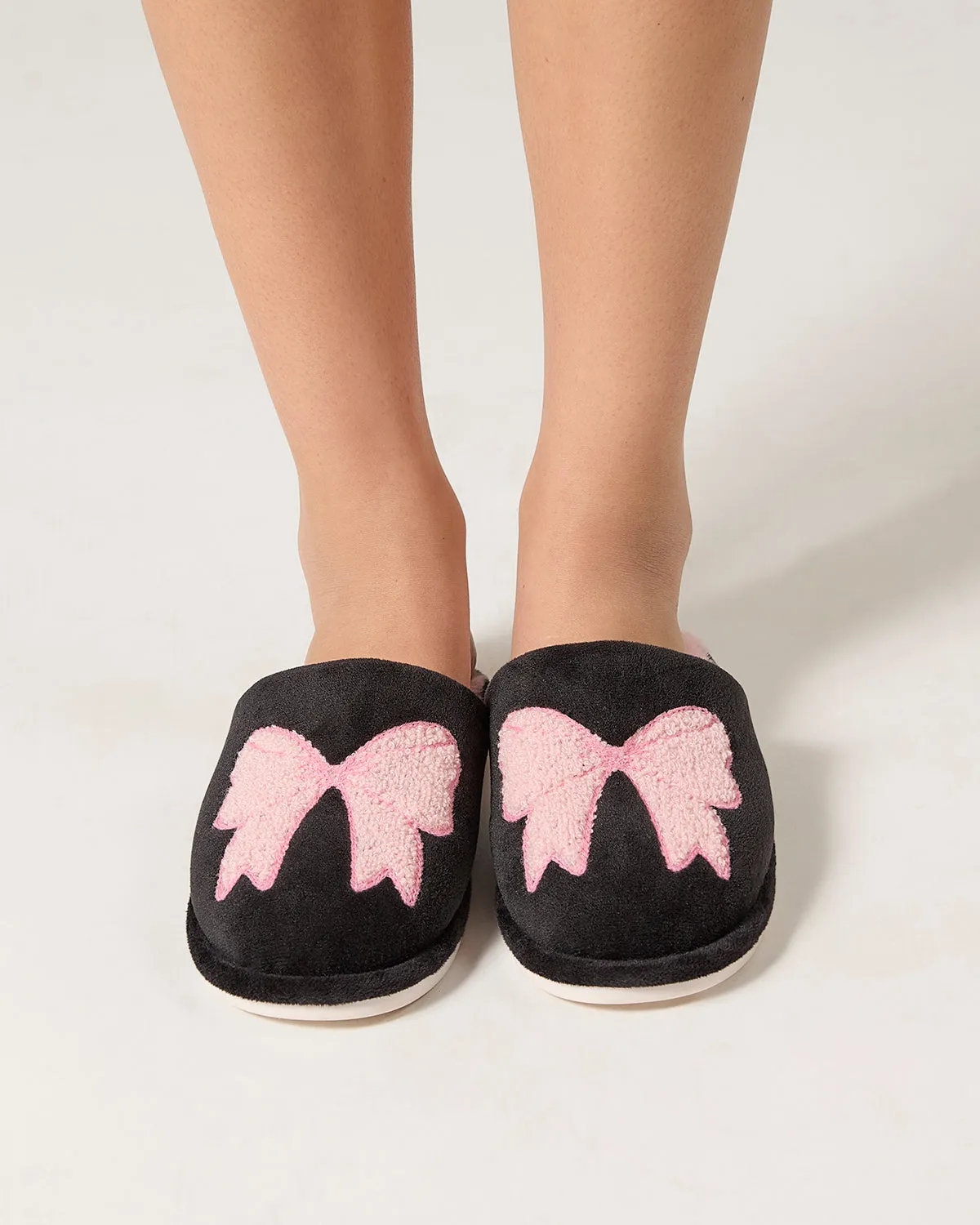 Women's Bow Plush Memory Foam Slippers
