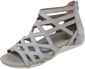 Women's Cross Strappy Stylish Sandal Back Zipper Solid Orthopedic Sandals Breathe Summer Spring Flats Open Toe Shoe