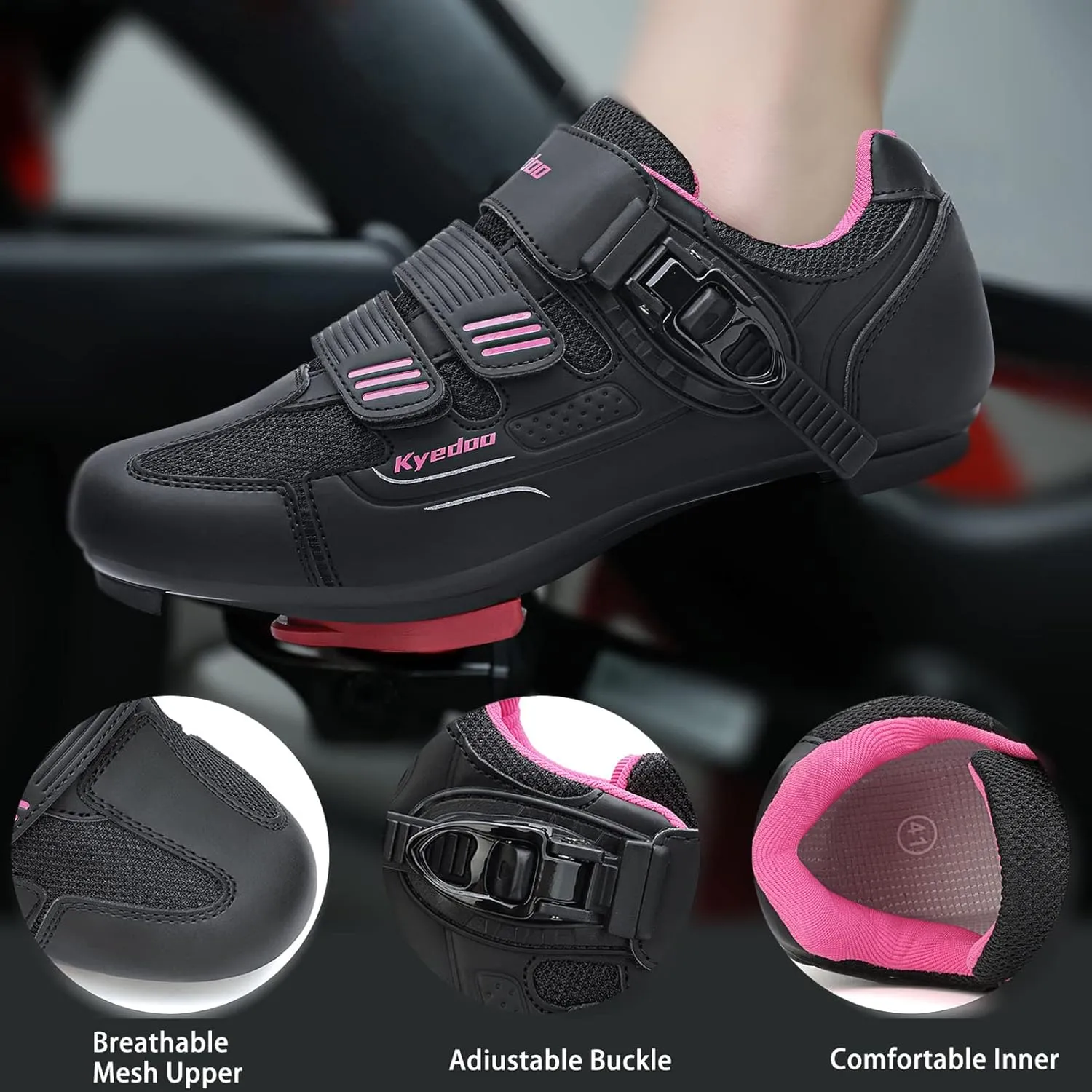 Womens Cycling Shoes Compatible with Peloton Bike Clip in Ladies Indoor Cycling Road Bike Riding Biking Shoes, Pre-Installed Delta Cleats