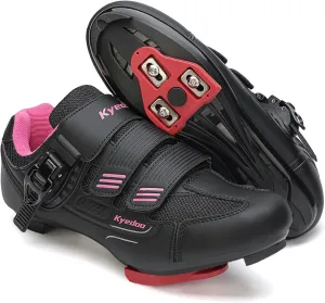 Womens Cycling Shoes Compatible with Peloton Bike Clip in Ladies Indoor Cycling Road Bike Riding Biking Shoes, Pre-Installed Delta Cleats