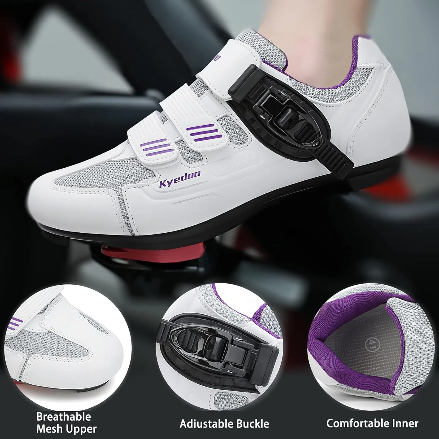 Womens Cycling Shoes Compatible with Peloton Bike Clip in Ladies Indoor Cycling Road Bike Riding Biking Shoes, Pre-Installed Delta Cleats