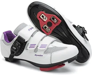 Womens Cycling Shoes Compatible with Peloton Bike Clip in Ladies Indoor Cycling Road Bike Riding Biking Shoes, Pre-Installed Delta Cleats