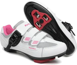 Womens Cycling Shoes Compatible with Peloton Bike Clip in Ladies Indoor Cycling Road Bike Riding Biking Shoes, Pre-Installed Delta Cleats