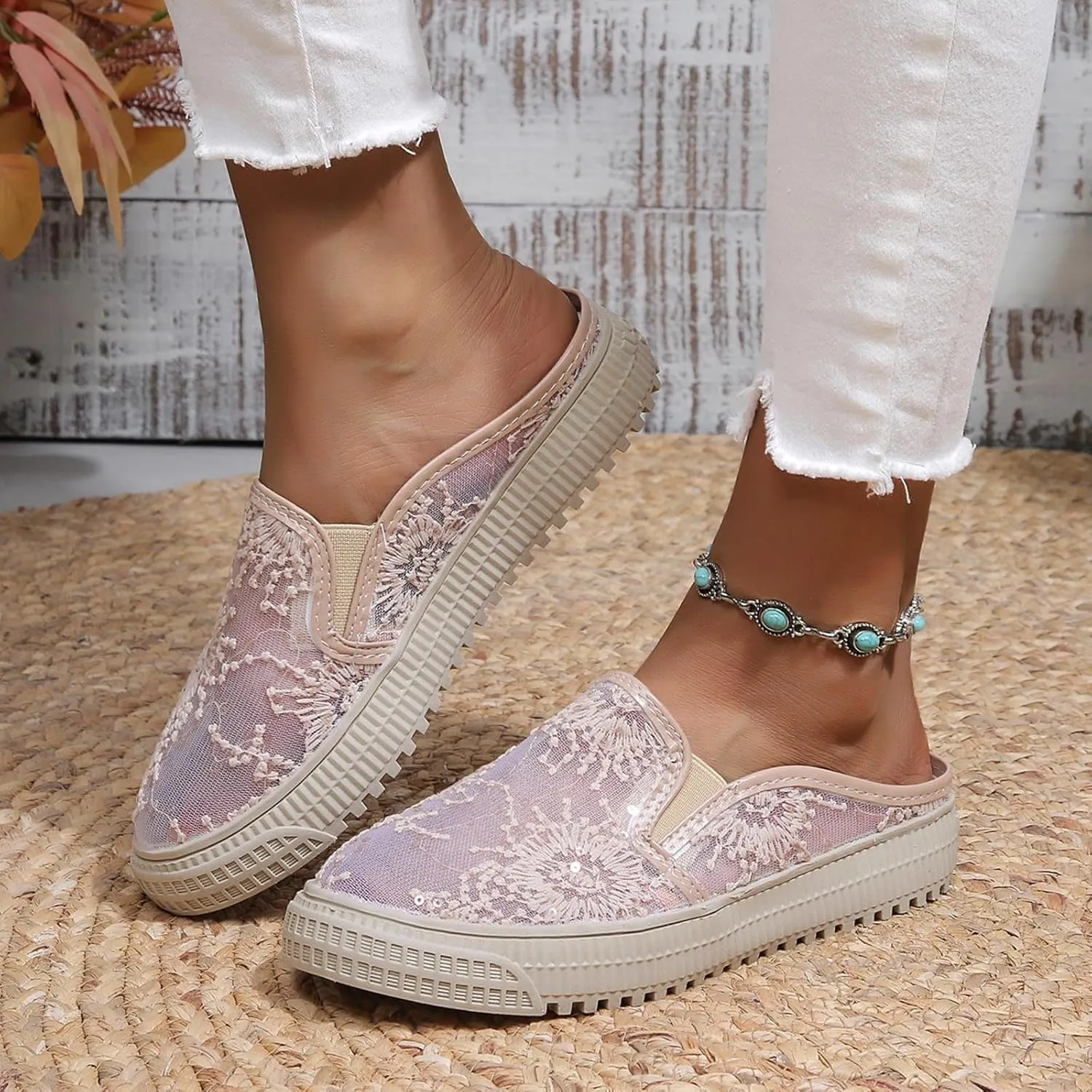 Women's Dress Flat Ballet Low Wedge Ladies Hollow Breathable Fisherman Shoes Mesh Women's Ballet Flat Comfortable