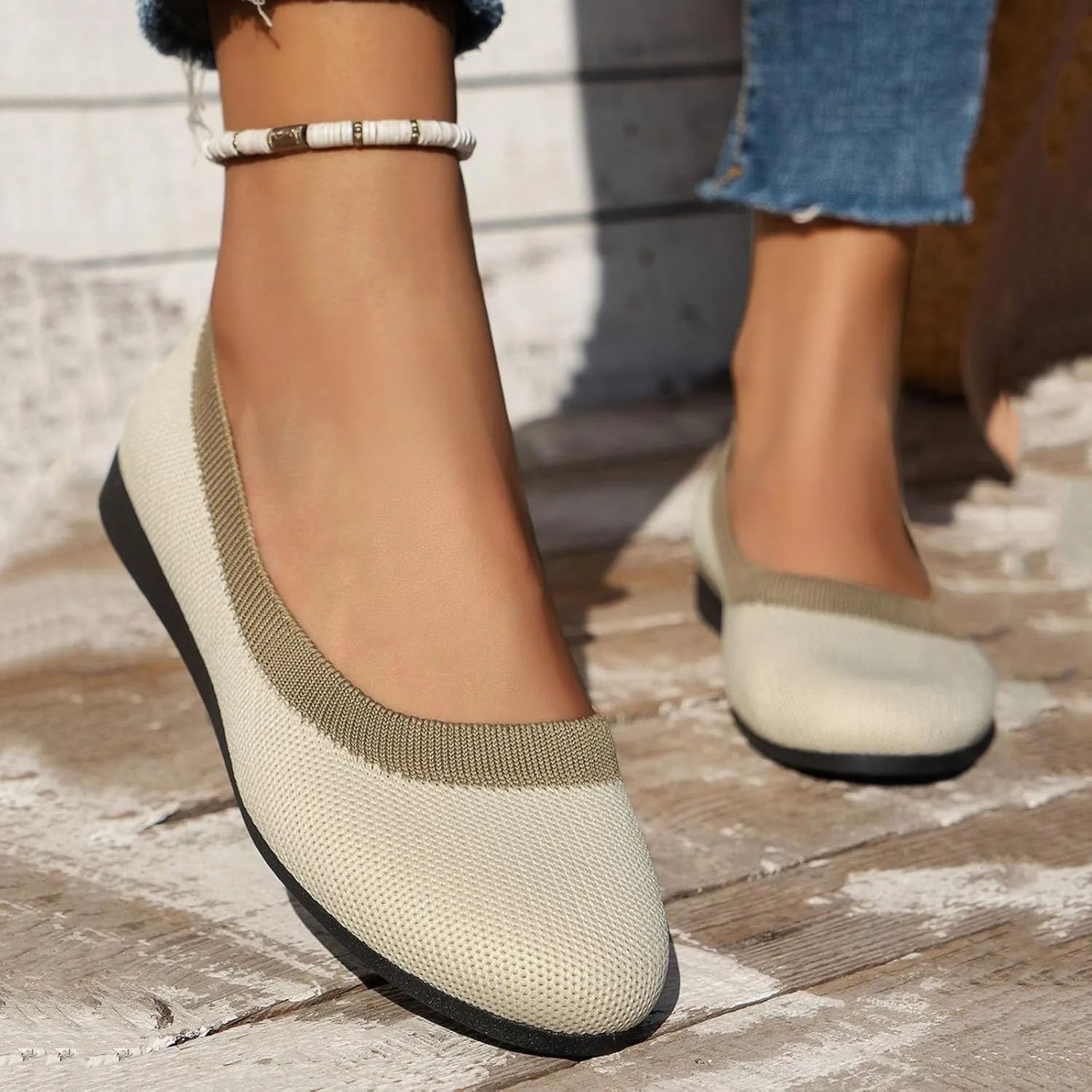 Womens Flats Comfortable Dressy Casual Women's Slip on Shoes Leisure Soft Sole Comfortable Shoes Outdoor Color Block Mesh Flats