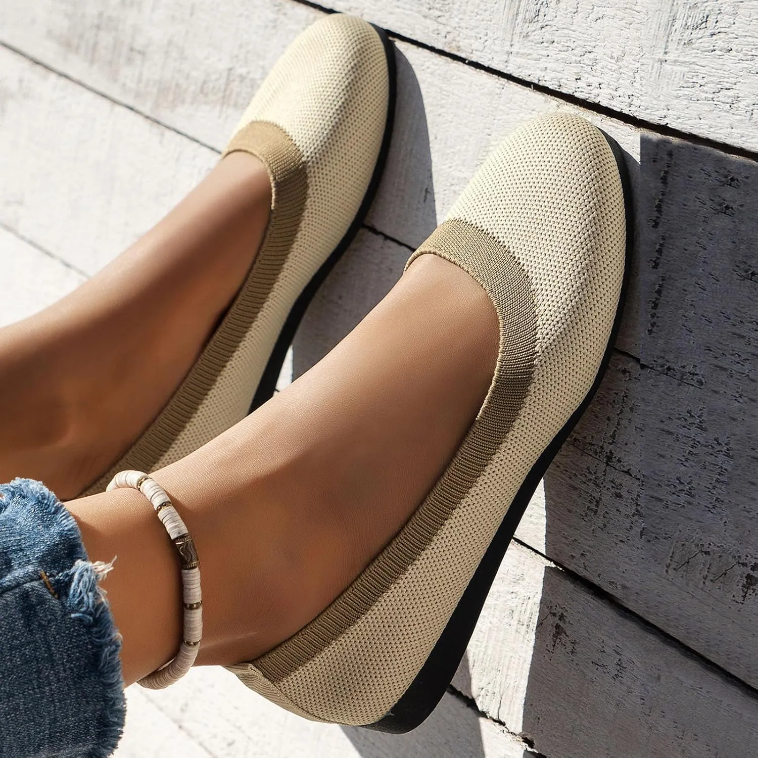 Womens Flats Comfortable Dressy Casual Women's Slip on Shoes Leisure Soft Sole Comfortable Shoes Outdoor Color Block Mesh Flats
