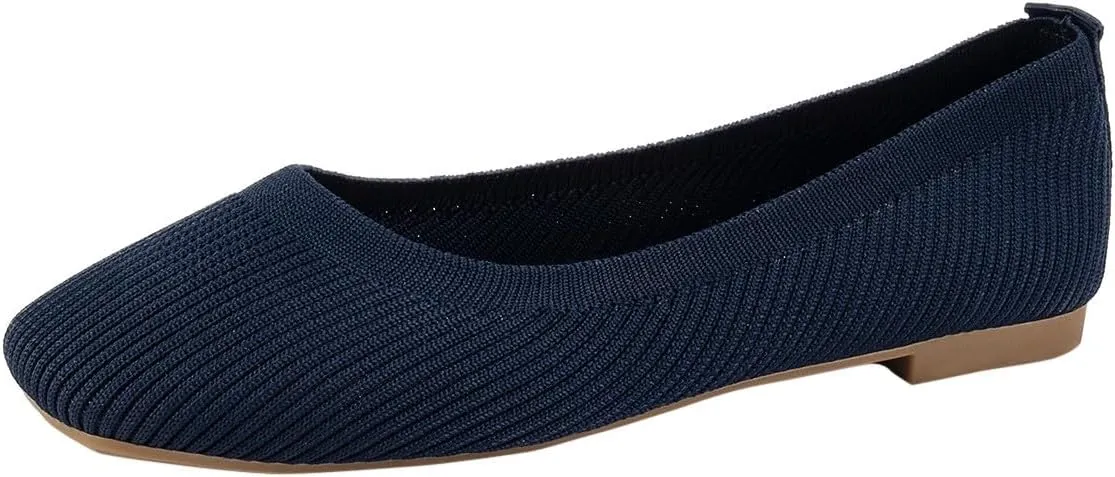 Women's Flats Shoes Pointed Toe Knit Ballet Ballerina Walking Flats Shoes for Woman Dress Flat Ballet Slip On