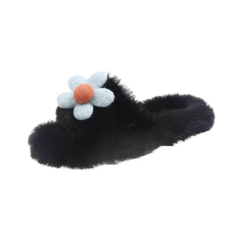 Women's Flower Fluffy Cotton Slippers