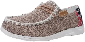 Women's Hey Canvas Loafers Lace-up Slip-on Boat Lightweight Sole Easy Wear Comfortable Driving Walking Versatile Leisure,Suitable Multiple Seasons Shoes,Brown/Khaki/Black