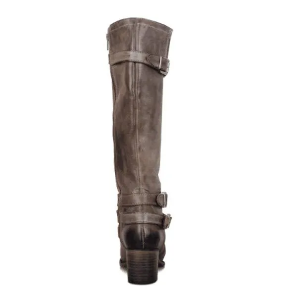 Women's High Shaft Belt Buckle Knight Boots with Chunky High Heels 26875201C