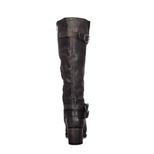 Women's High Shaft Belt Buckle Knight Boots with Chunky High Heels 26875201C