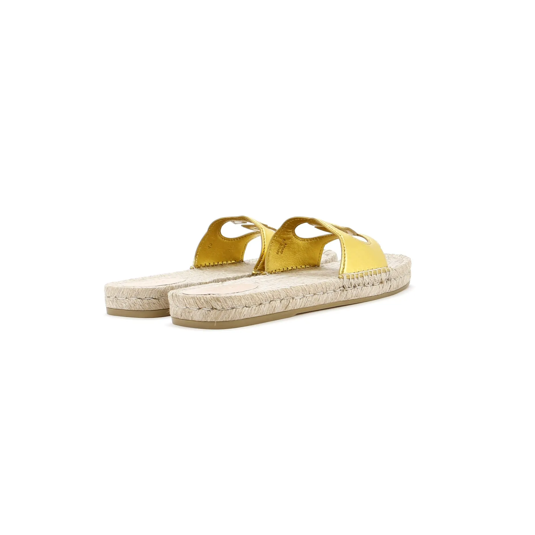 Women's Interlocking G Cut-Out Espadrille Slide Sandals Leather
