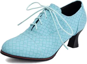 Women's Kitten Heel Lace Up Pointed Toe Oxfords Shoes Elegant Vintage Non-Slip Business Office Evening Formal Work High Heels Dress Pumps
