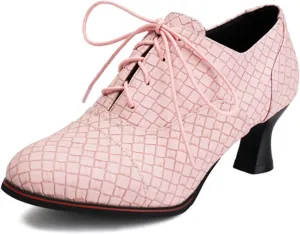 Women's Kitten Heel Lace Up Pointed Toe Oxfords Shoes Elegant Vintage Non-Slip Business Office Evening Formal Work High Heels Dress Pumps
