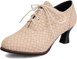 Women's Kitten Heel Lace Up Pointed Toe Oxfords Shoes Elegant Vintage Non-Slip Business Office Evening Formal Work High Heels Dress Pumps