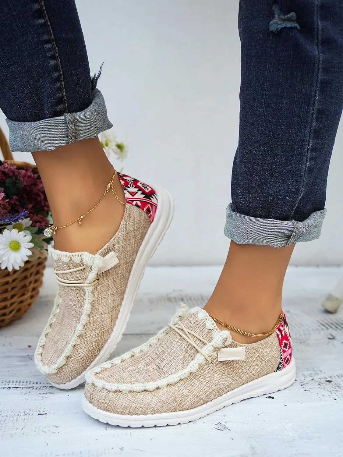 Women's Lace-up Slip-on Hey Loafers Canvas Boat Lightweight Sole Easy Wear Comfortable Driving Walking Leisure Versatile,Suitable Multiple Seasons Shoes,Brown/Khaki/Black
