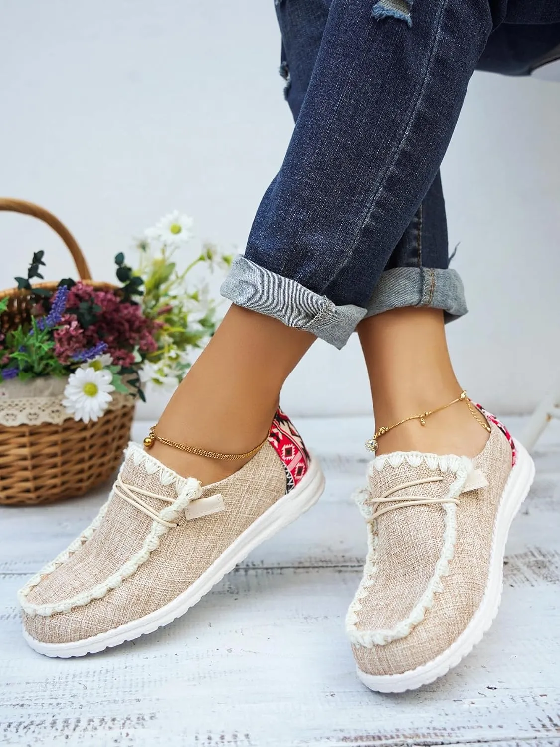 Women's Lace-up Slip-on Hey Loafers Canvas Boat Lightweight Sole Easy Wear Comfortable Driving Walking Leisure Versatile,Suitable Multiple Seasons Shoes,Brown/Khaki/Black