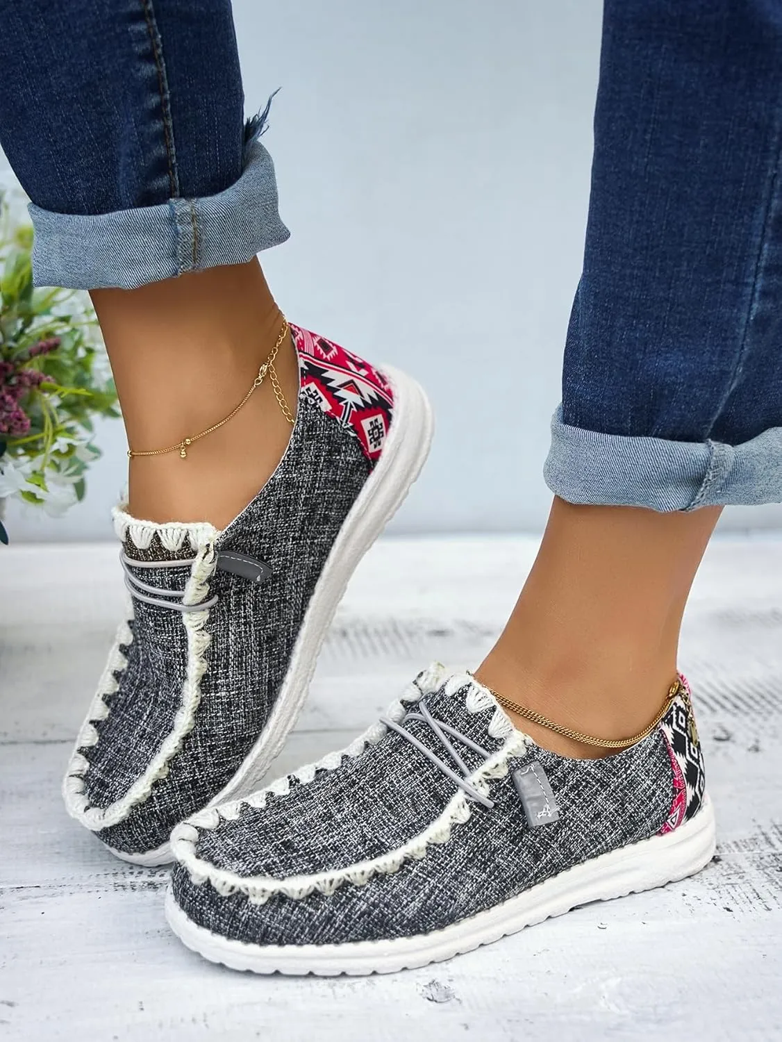 Women's Lace-up Slip-on Hey Loafers Canvas Boat Lightweight Sole Easy Wear Comfortable Driving Walking Leisure Versatile,Suitable Multiple Seasons Shoes,Brown/Khaki/Black
