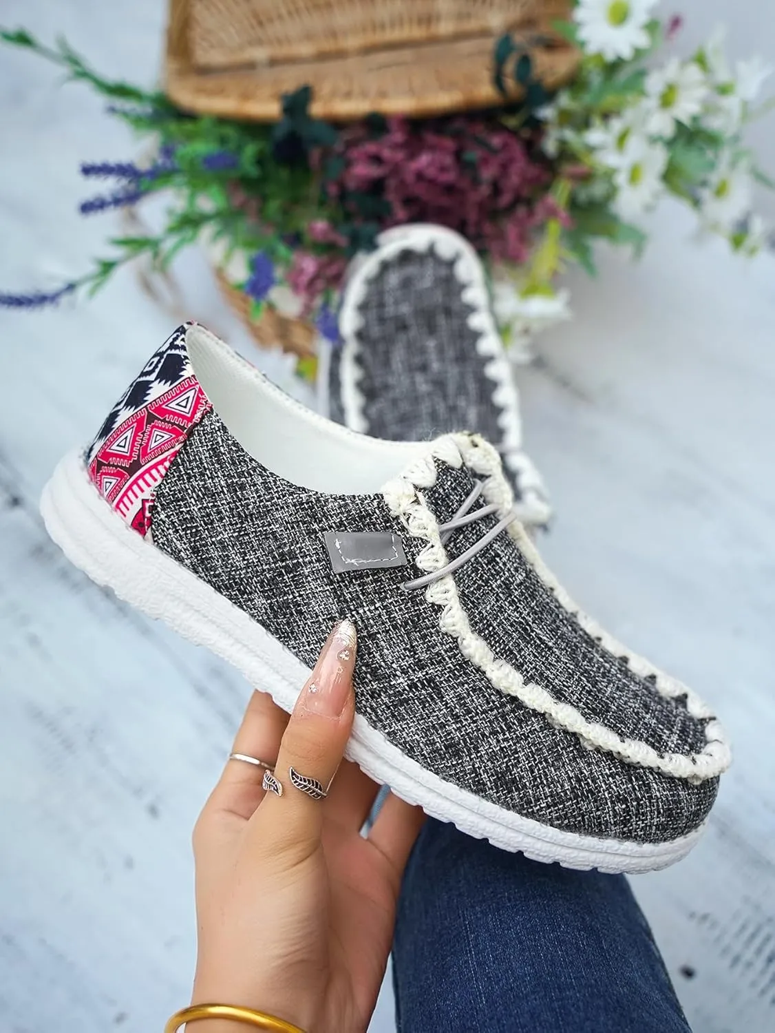 Women's Lace-up Slip-on Hey Loafers Canvas Boat Lightweight Sole Easy Wear Comfortable Driving Walking Leisure Versatile,Suitable Multiple Seasons Shoes,Brown/Khaki/Black