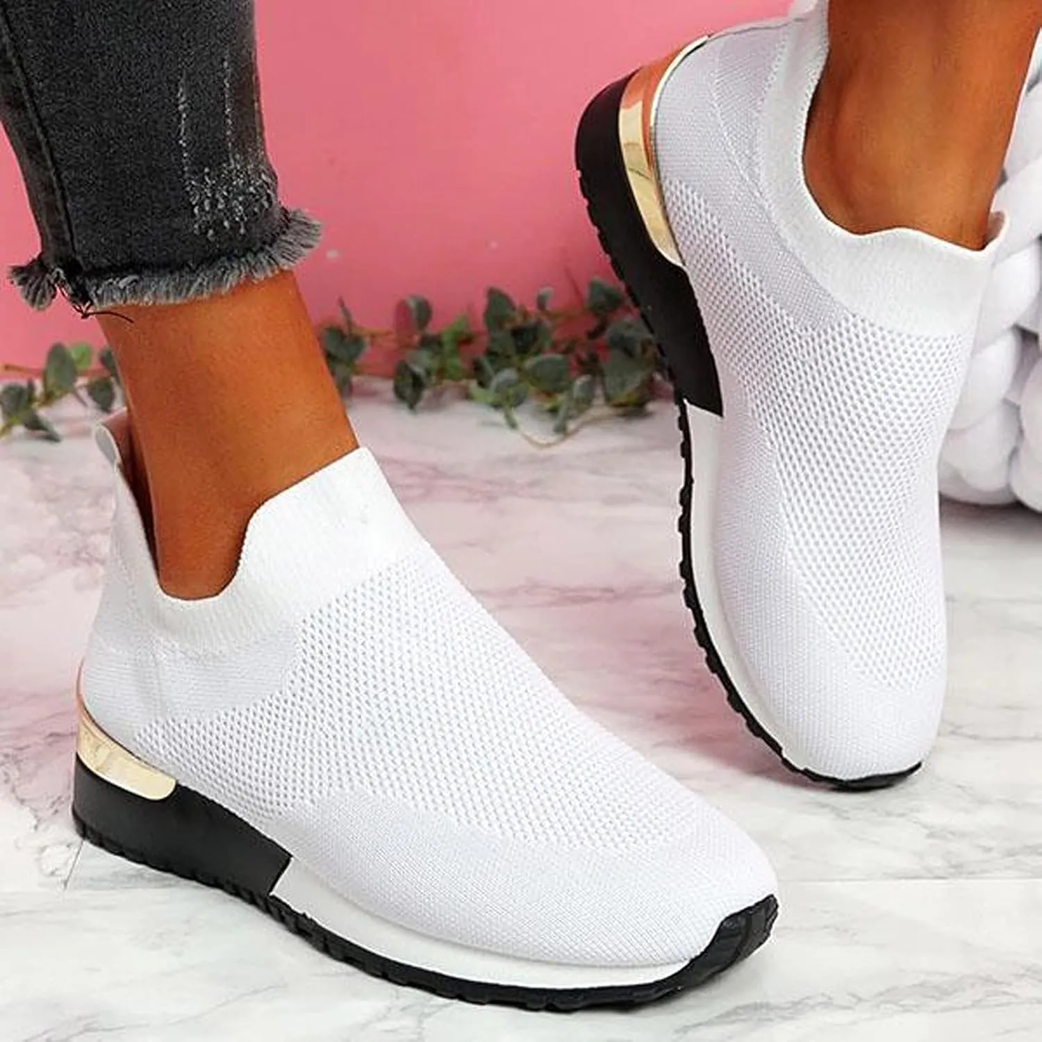 Women's Loafer Flat Platform Sneakers for Women Black Shoes for Women Dressy Loafers for Women Casual Platform Loafers for Women Wide Men's Sneakers