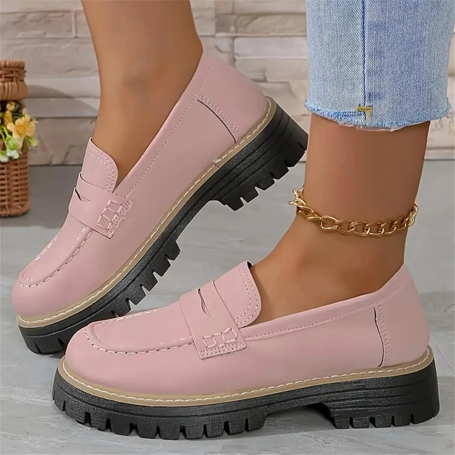Womens Loafers Shoes Platform Chunky Penny Loafer Casual Comfortable Slip On Shoes Fashion Business Work Shoes