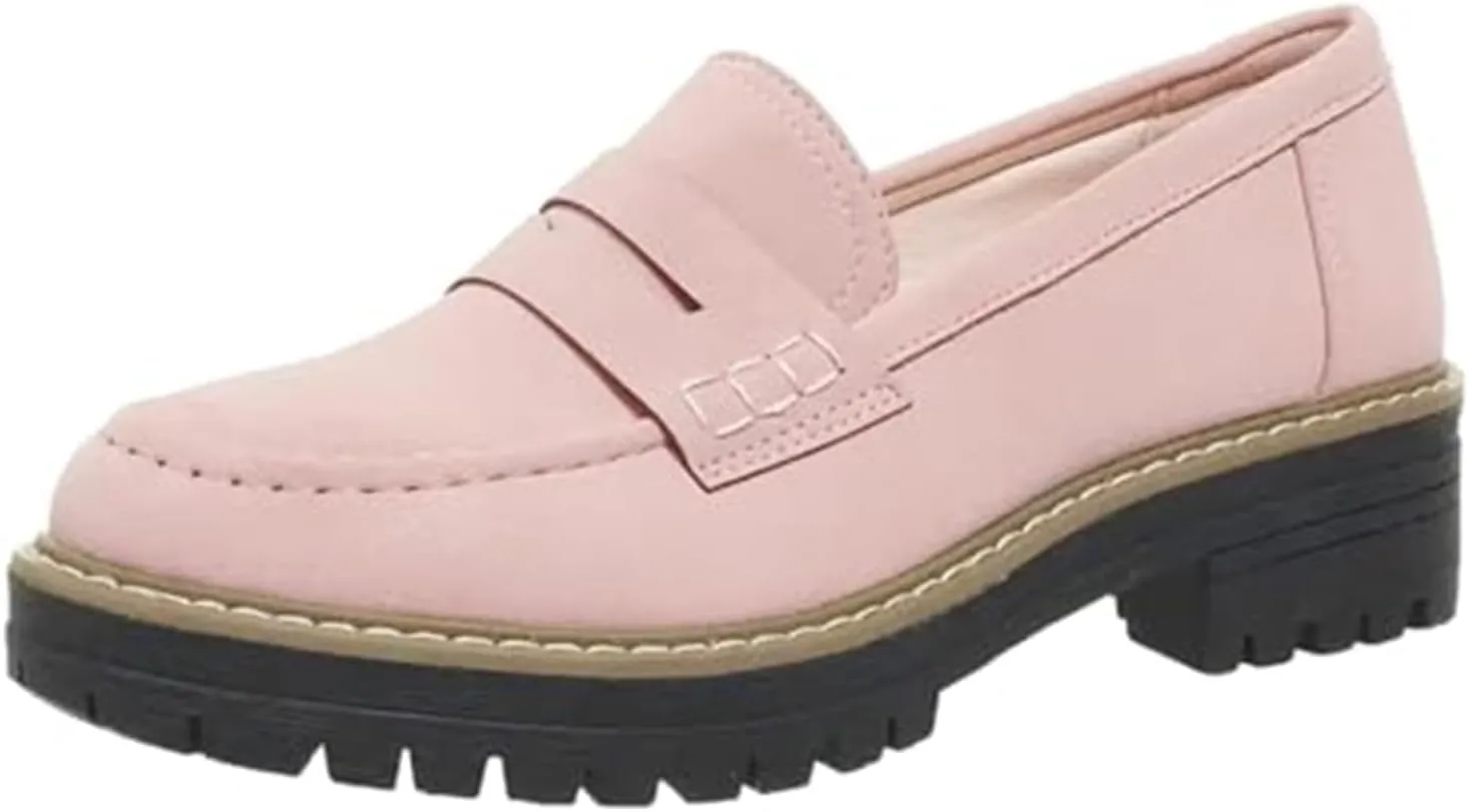 Womens Loafers Shoes Platform Chunky Penny Loafer Casual Comfortable Slip On Shoes Fashion Business Work Shoes
