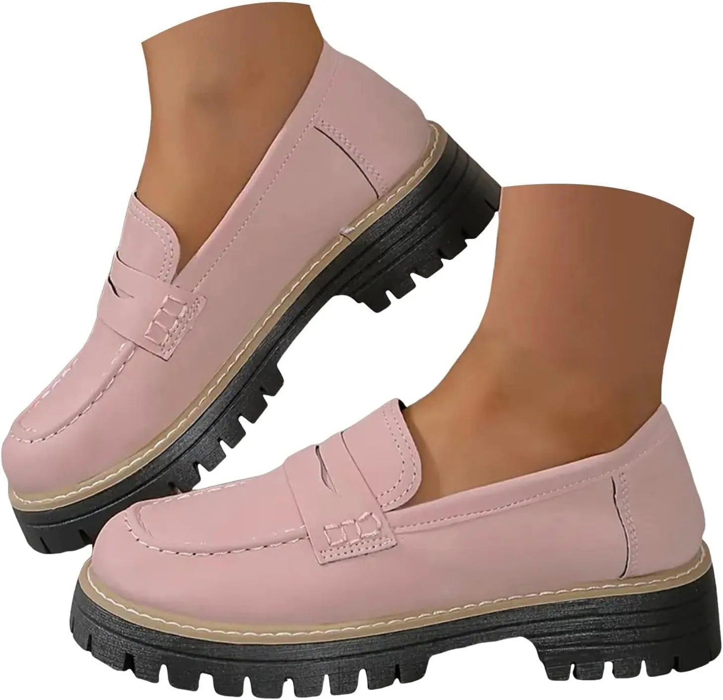 Womens Loafers Shoes Platform Chunky Penny Loafer Casual Comfortable Slip On Shoes Fashion Business Work Shoes