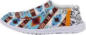 Women's Low-Top Canvas Loafers Flats Sneakers Aztec Print Blue Ethnic Vibe Lace-up Rubber Sole Anti-Slip Comfortable Casual Versatility Breathable Easy Wear Drive Shoes