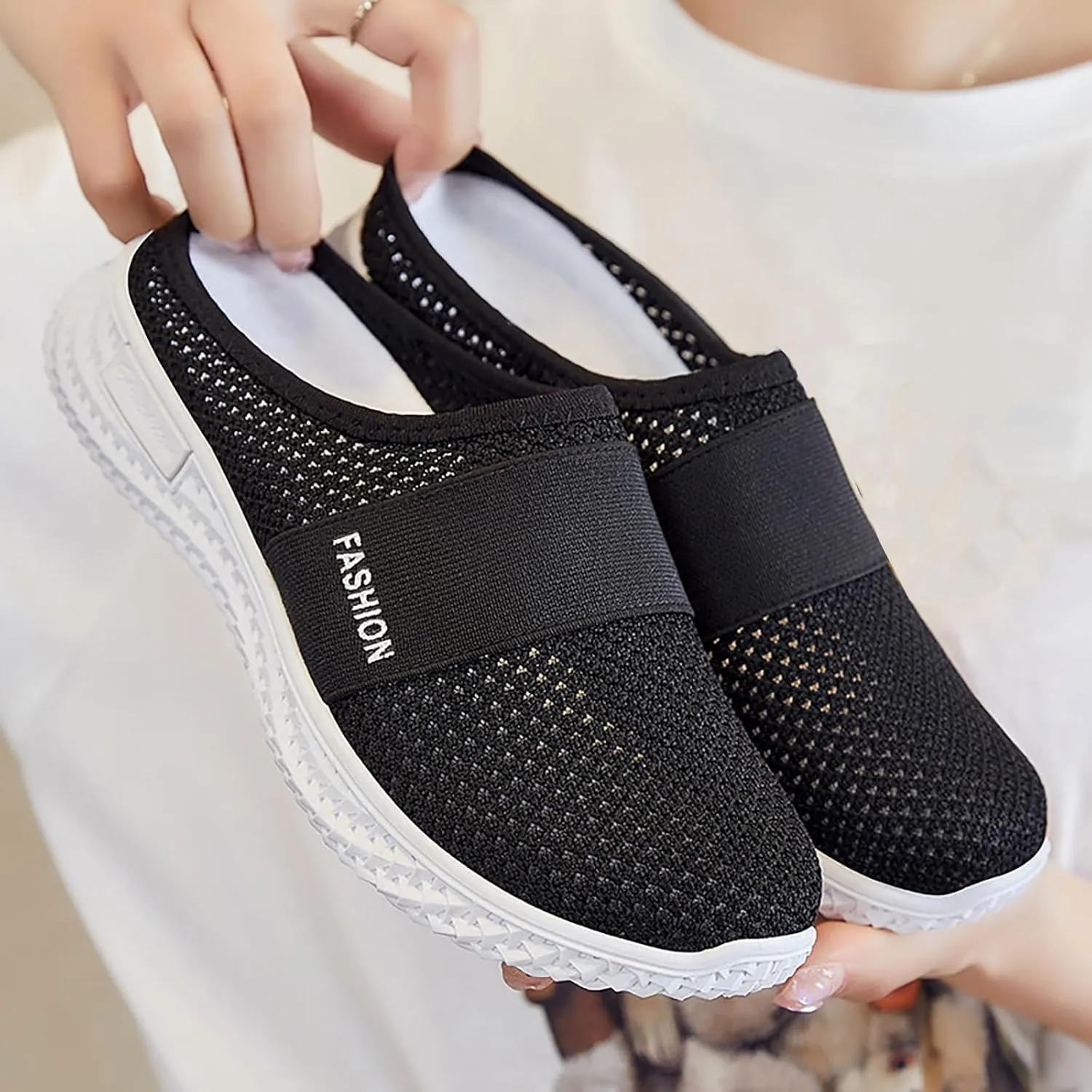 Womens Mesh Mules Slip On Shoes Light Open Back Shoes Comfort Walking Shoes Lightweight Breathable Gardening Clog Water Shoes Casual Slipper Beach Sandals Closed Toe Slides