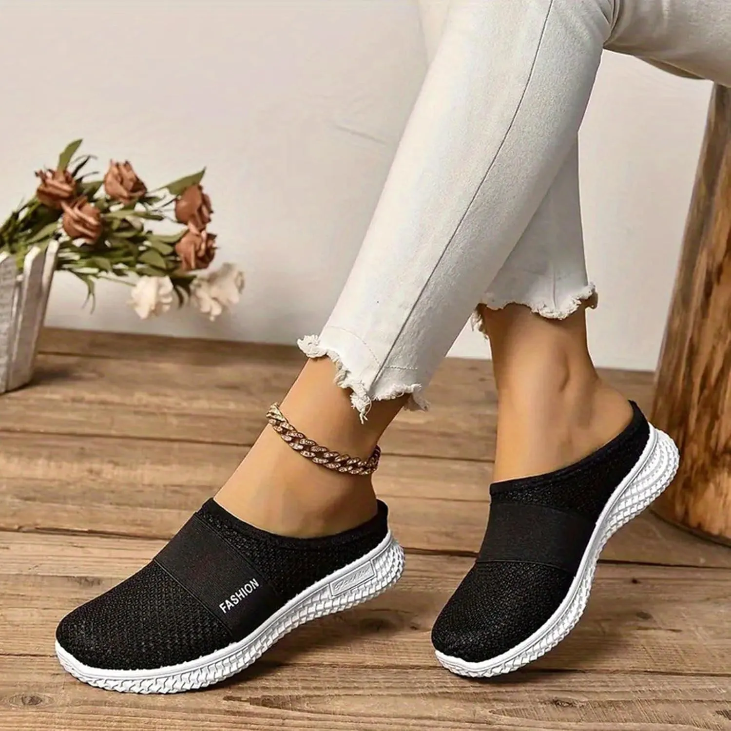 Womens Mesh Mules Slip On Shoes Light Open Back Shoes Comfort Walking Shoes Lightweight Breathable Gardening Clog Water Shoes Casual Slipper Beach Sandals Closed Toe Slides