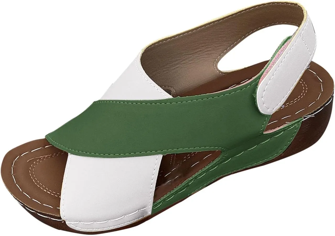 Womens Orthopedic Slide Sandals Stylish Slip on Open Toe Cute Platform Criss Cross Wide Band Flat Sandals for Summer