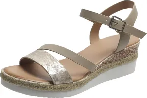 Women's Platform Espadrilles Wedge Sandals, Comfortable Open Toe One Band Sandals Dressy Casual Summer Round Crisscross with Adjustable Ankle Strap Buckle Stylish Wedges Espadrille Sandal