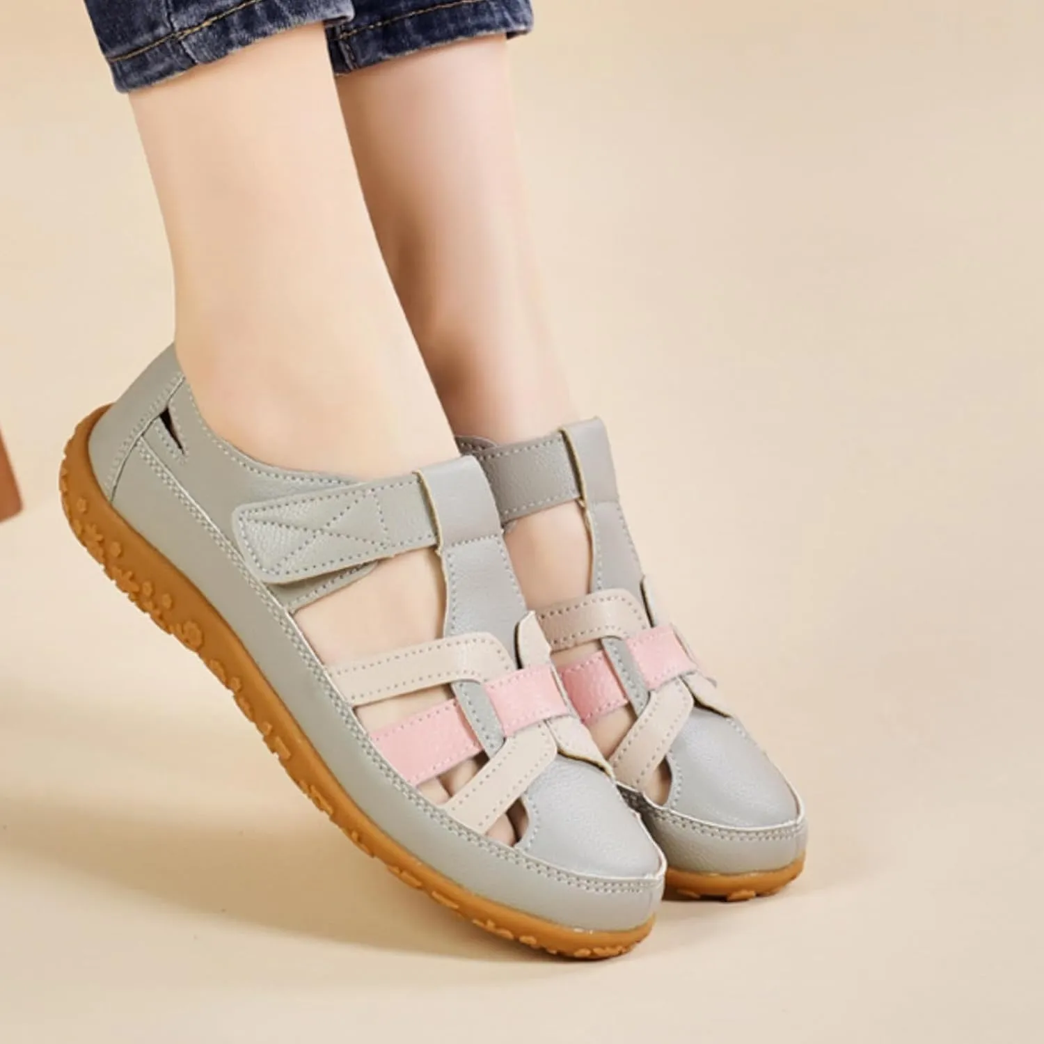 Womens Sandals Comfy Woven Closed Toe Shoes Orthopedic Softsole Shoe Comfortable Breathable Slip On Loafers Gladiator Beach Sandal Outdoor Walking Sandals with Arch Support
