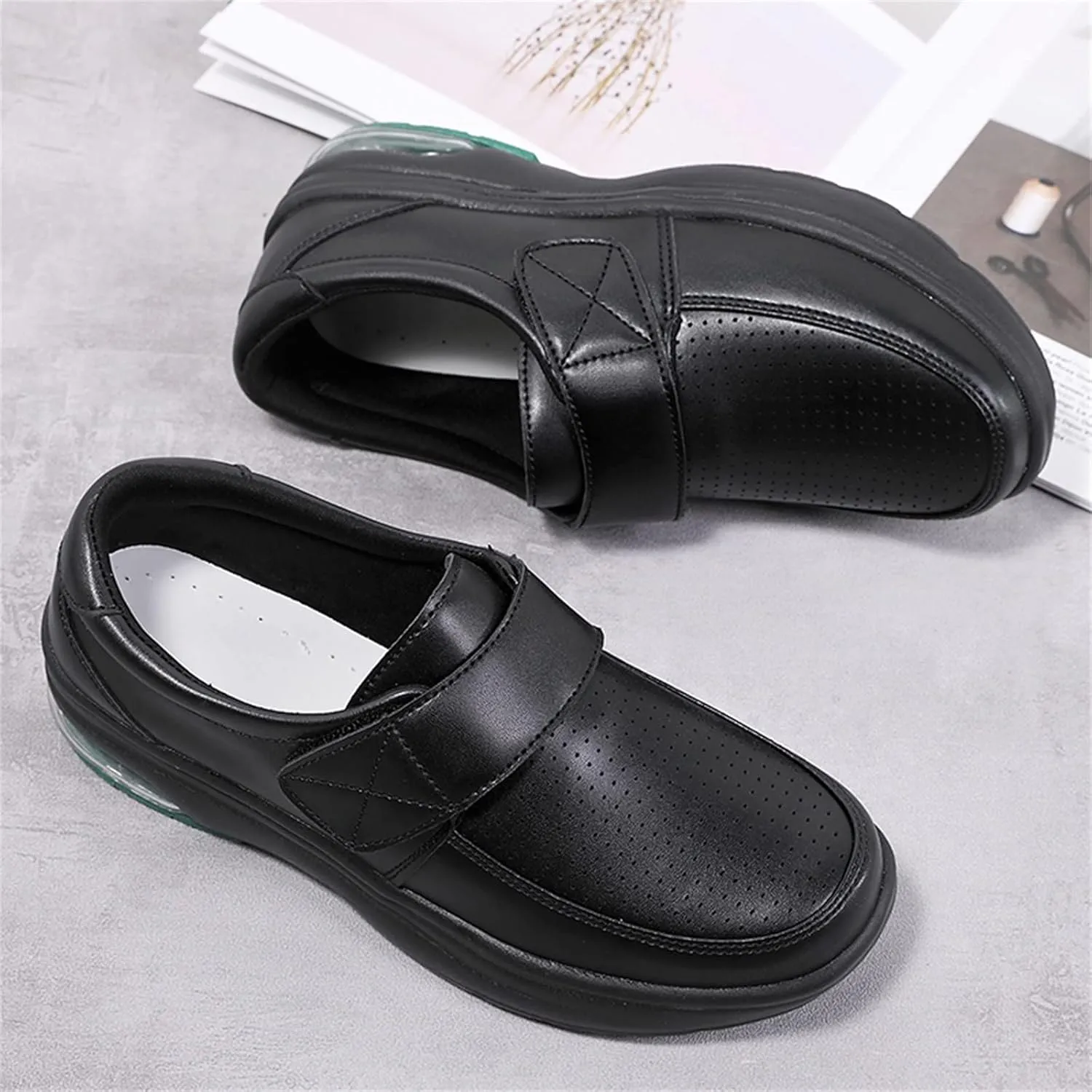 Women's Shoes Casual Soft Bottom Shoes Hook&Loop Shoes Single Cushion Shoes Women's Biking Grandma Womens Sneakers