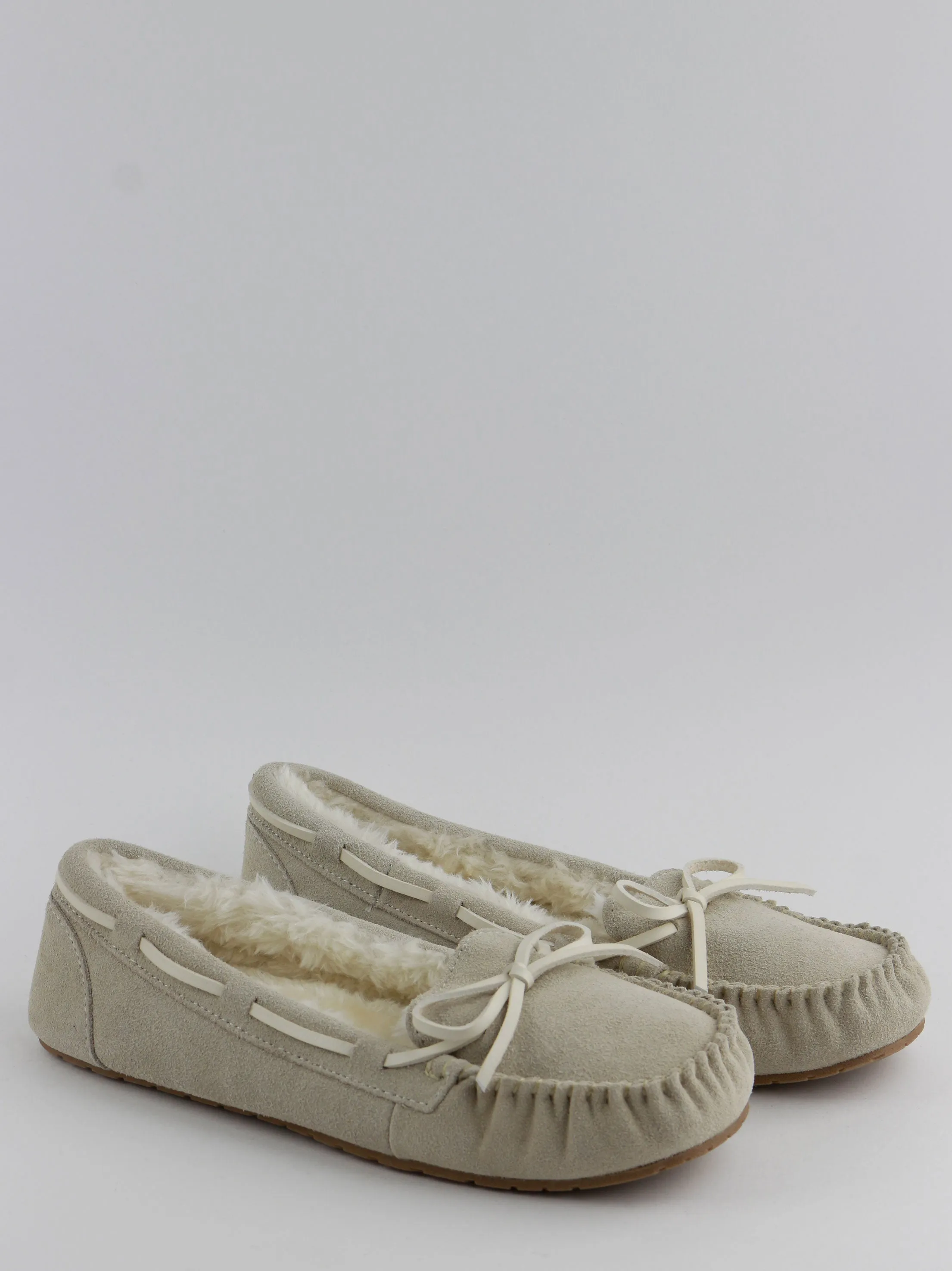 Women's Slip-On Suede Fabric Slippers,Greige