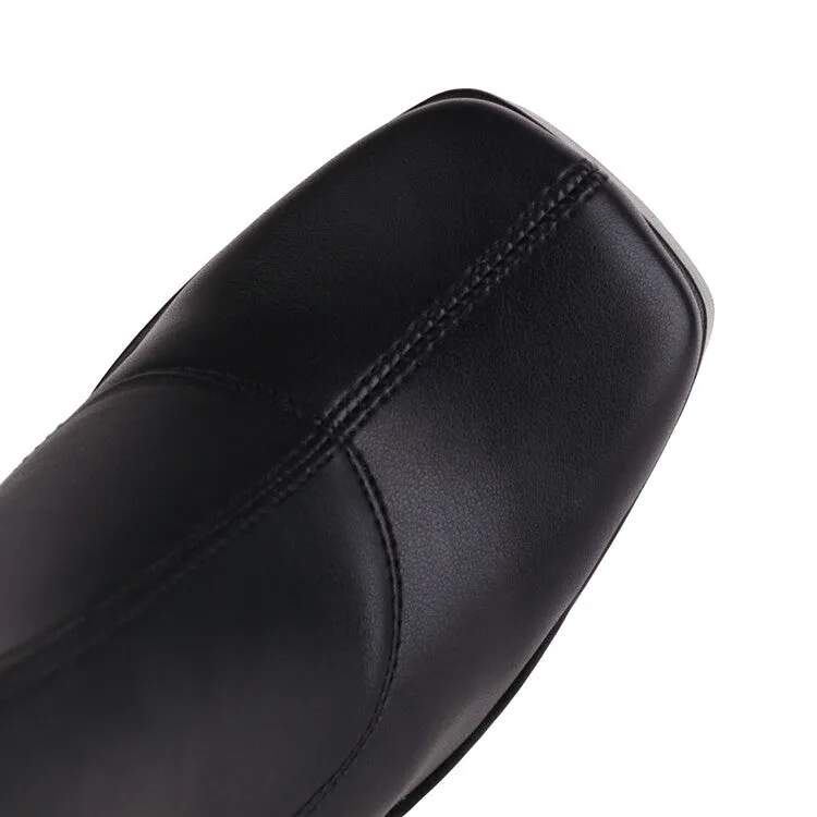 Women's Square Toe Triangle Heel Platform Knee High Boots